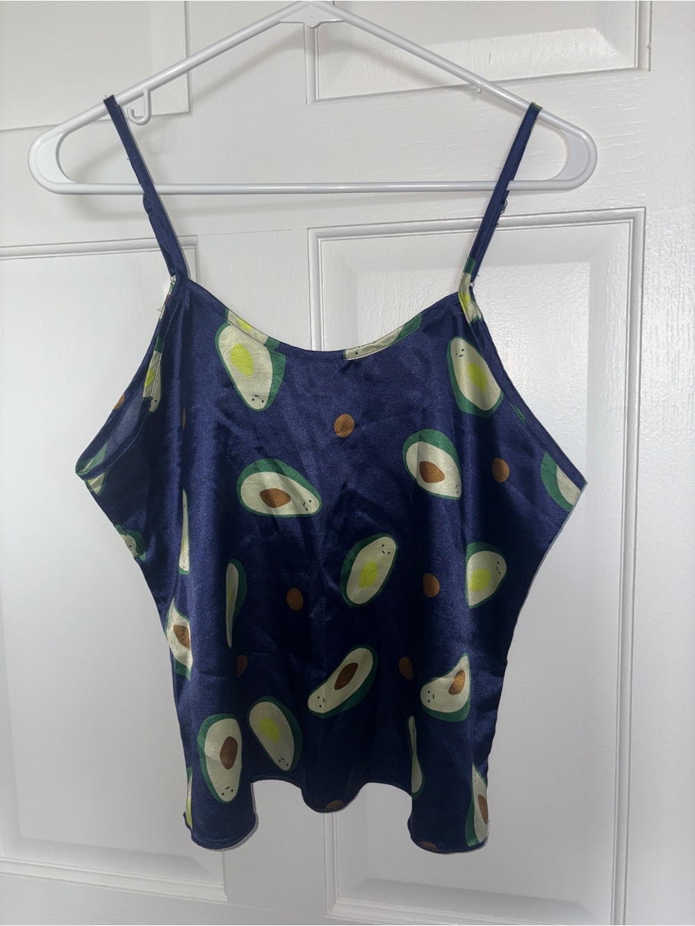 Navy Avocado Satin Pajamas